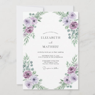 Invitation Mariage Améthyste Menthe Renoncule Eucalyptus