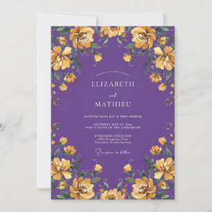 Invitation Mariage Améthyste Or Ranunculus Eucalyptus