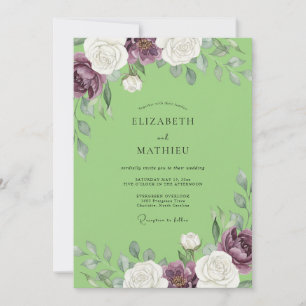 Invitation Mariage Améthyste Pétales de Pistache