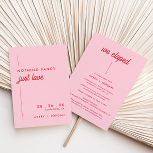 Invitation Mariage Amour Moderne Rétro Années 70 Rose & Rouge
