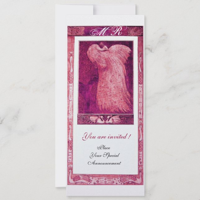 Invitation MARIAGE AMOUR PAON MONOGRAMME Perle Rose Blanc (Devant)