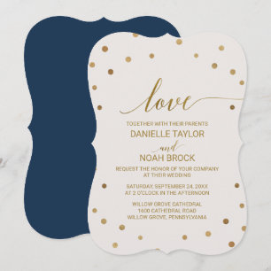 Invitation Mariage "Amour" Pois d'or