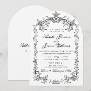 Invitation Mariage Ancien Argent Noir Et Blanc À Arché