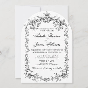 Invitation Mariage Ancien Argent Noir Et Blanc Arché