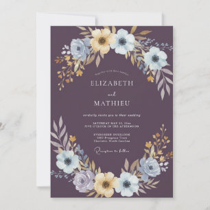 Invitation Mariage Anémone Azur Plum