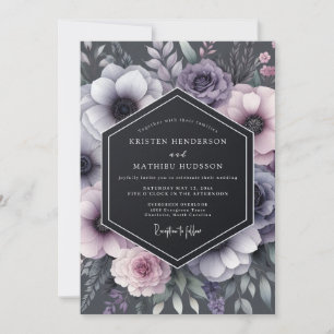 Invitation Mariage Anémone Crépuscule Charbon