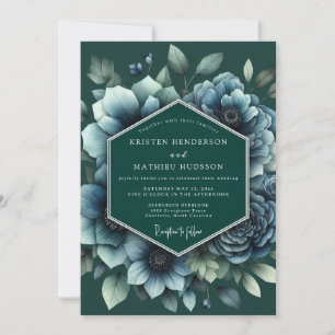 Invitation Mariage Anémone Crépuscule Émeraude