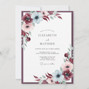 Invitation Mariage Anémone Glacée Bourge