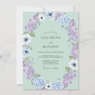 Invitation Mariage Anémone Lilas Menthe