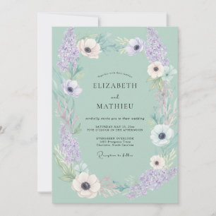 Invitation Mariage Anémone Lilas Mousse