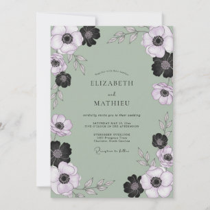 Invitation Mariage Anémone Olive Dépoussiérée