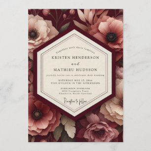 Invitation Mariage Anémone Opulent Claret