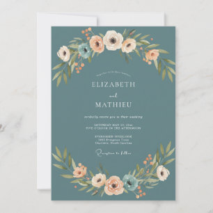 Invitation Mariage Anémone Péché Ardoise