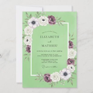 Invitation Mariage Anémone Pistache Prune