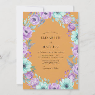 Invitation Mariage Anémone Pourpre Ocre