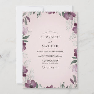 Invitation Mariage Anémone Rouge Foncé