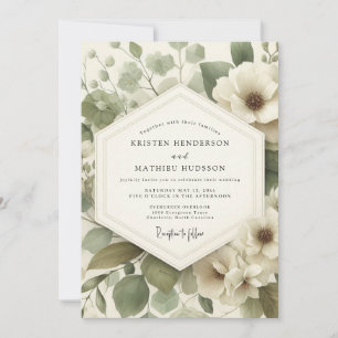 Invitation Mariage Anémone Serein Sage