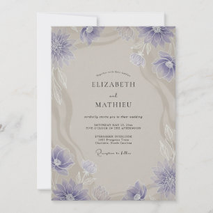 Invitation Mariage Anémone Taupe Pervenche