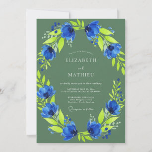 Invitation Mariage Anémone Vert Sauge Vivant
