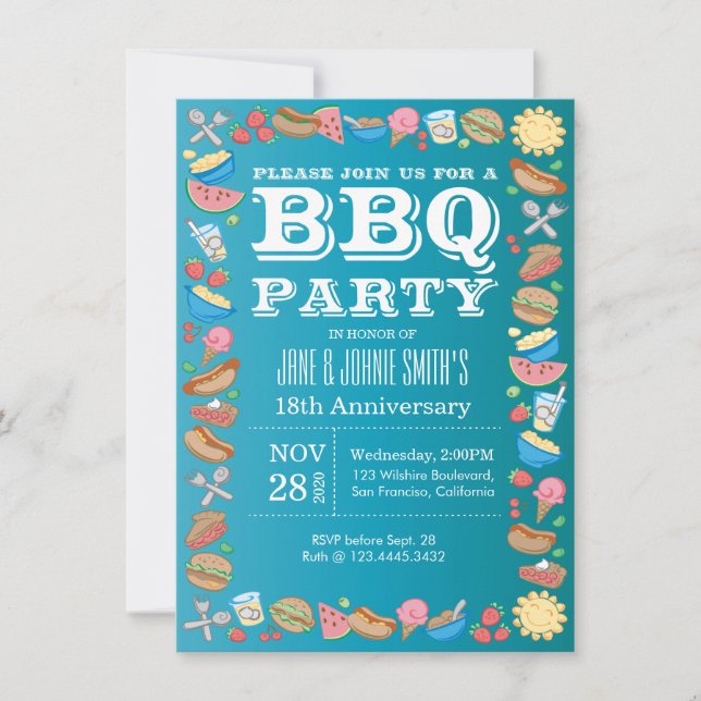 Invitation Mariage Anniversaire BBQ Fête d'anniversaire Barbe (Devant)