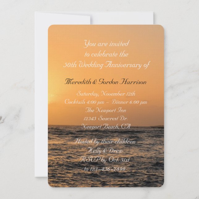 Invitation Mariage Anniversaire Coucher de soleil de Kauai (Dos)