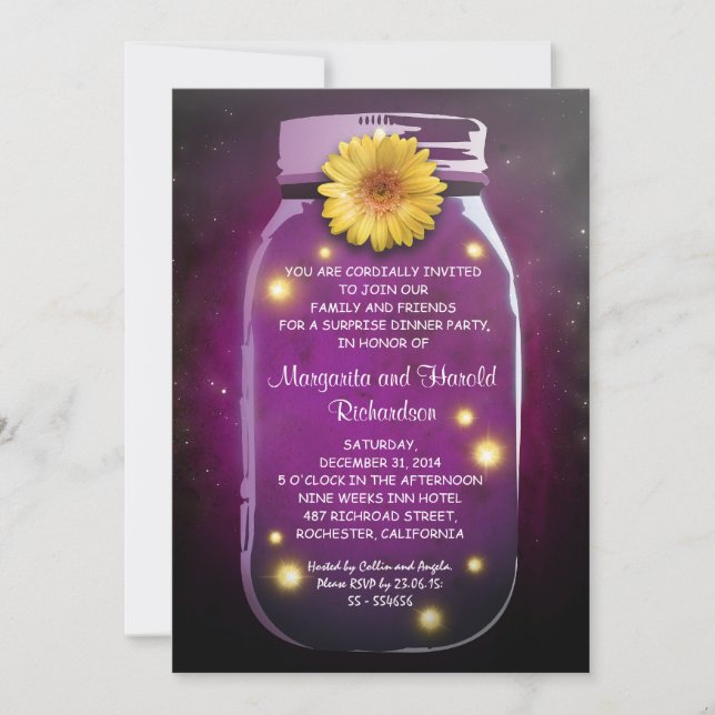 Invitation Mariage Anniversaire Rustique Pot de Maçon (Devant)