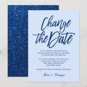 Invitation Mariage Annulé Reporté Glam Blue Glitter