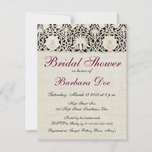Invitation Mariage Antique Dentelle Lin Blanc Classique Joli