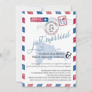 Invitation Mariage Antique par Avion Juste Mariés Réception d