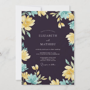 Invitation Mariage Antique Prune Profond Doré Peint