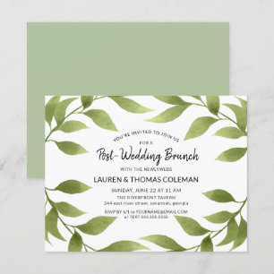 Invitation Mariage après Brunch Aquarelle Willow Wreath