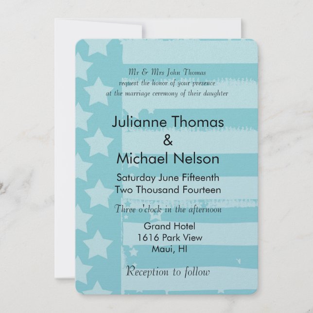 Invitation Mariage Aqua Flag (Devant)