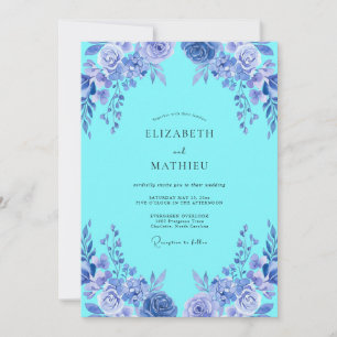 Invitation Mariage Aqua Floraison Éthérée