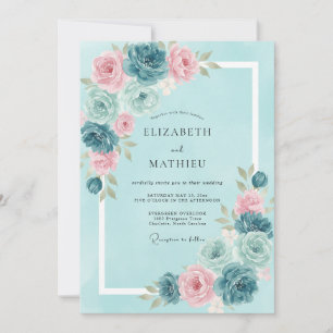 Invitation Mariage Aqua Rouge-gorge Ranunculus Eucalyptus