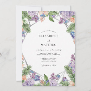 Invitation Mariage aquarelle à la glycine lavande