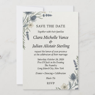 Invitation Mariage aquarelle à la lavande éthérée et au chard