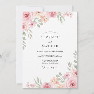 Invitation Mariage Aquarelle Abricot Doux