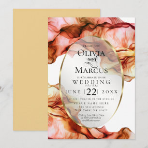 Invitation MARIAGE Aquarelle Abstraite Couleurs d'automne 5