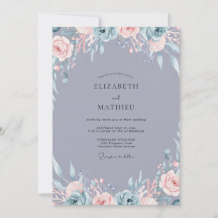 Invitation Mariage aquarelle Améthyste Acier