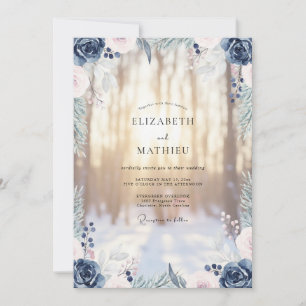 Invitation Mariage Aquarelle Ardoise d'Acier