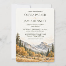 Mariage aquarelle automnal Yosemite Half Dome