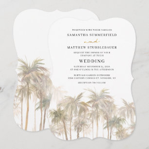 Invitation Mariage aquarelle aux palmiers côtiers