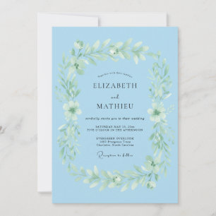 Invitation Mariage Aquarelle Bleu Ciel Airy
