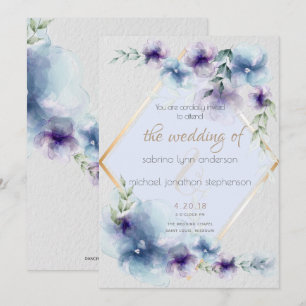 Invitation Mariage Aquarelle bleu et violet