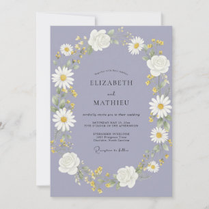 Invitation Mariage aquarelle botanique au dalie de pervenche