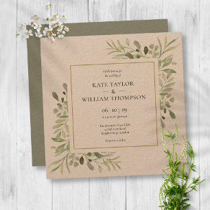 Invitation Mariage aquarelle botanique de verdure rustique