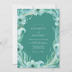 Invitation Mariage Aquarelle Botanique Éthérée Aqua
