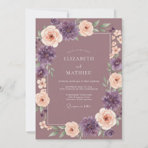 Invitation Mariage Aquarelle Botanique Mauve Blush