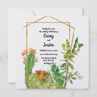 Invitation Mariage aquarelle Cactus du désert