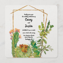 Mariage Aquarelle Cactus du désert